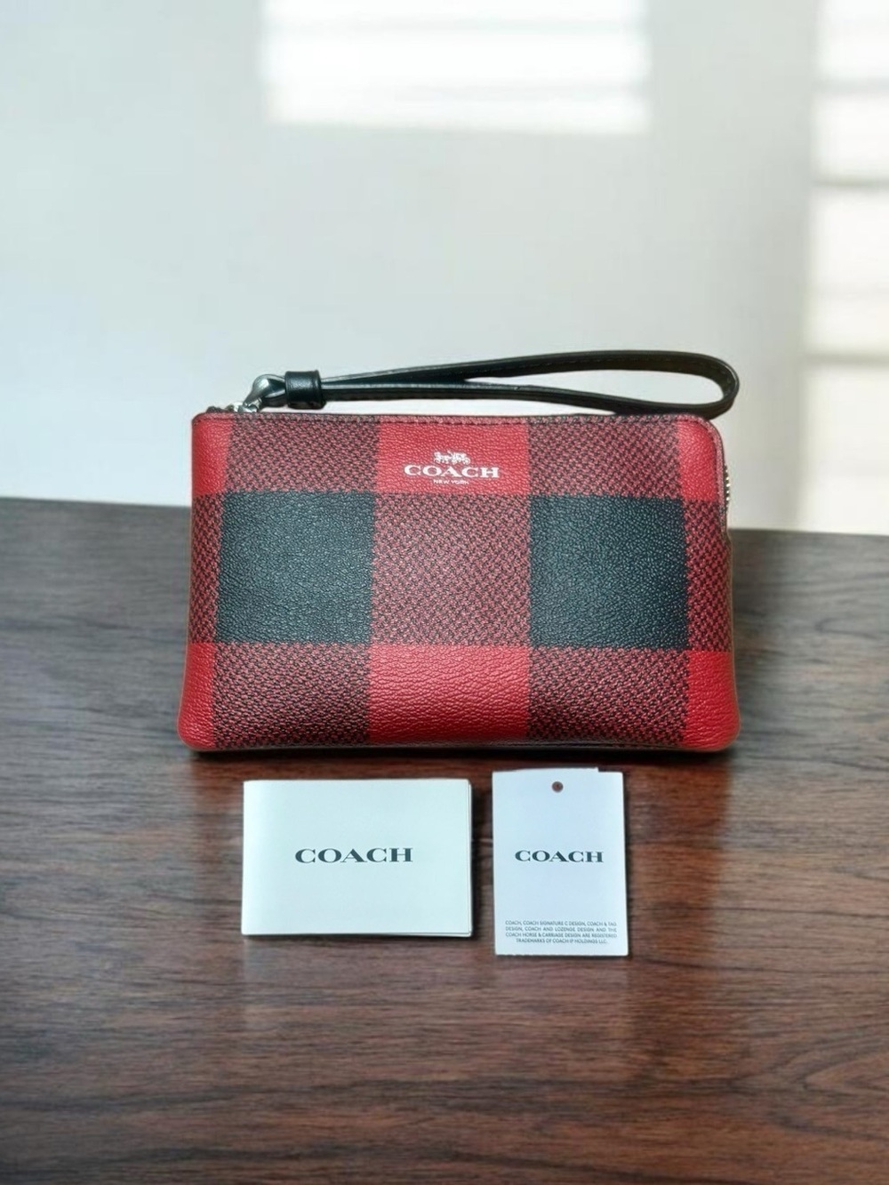 Coach Corner Zip Wristlet - Buffalo Plaid Print - Picture 3 of 3
